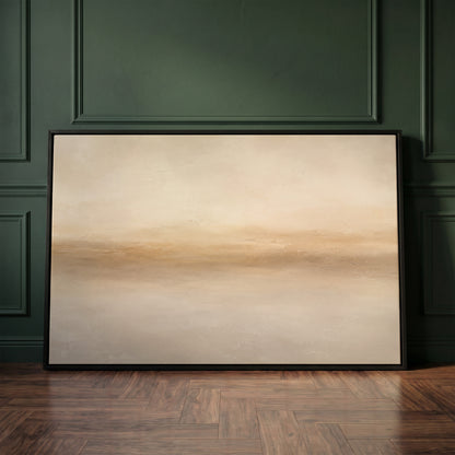 Organic neutrals canvas wall art showing soft beige abstract horizon with a warm sand band dissolving into pale grey