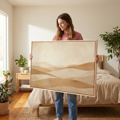 Rolling hills canvas wall art showing layers of rolling sand hills receding under a high pale sky