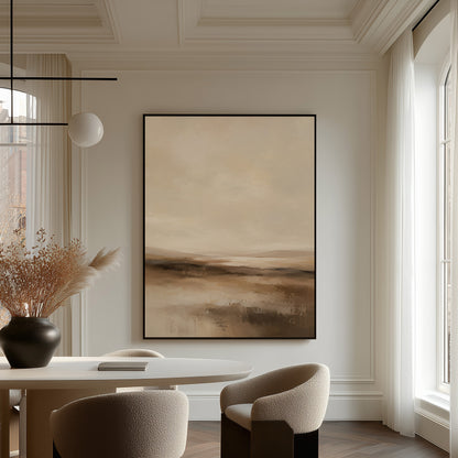 Organic neutrals canvas wall art showing abstract neutral landscape with a pale sky and layered bands of brown and cream