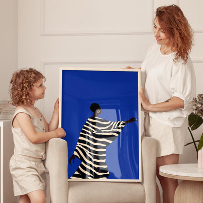 Electric Blue Abstract Art - Figurative Wall Art on Premium Matte Canvas | Gallery Style Decor