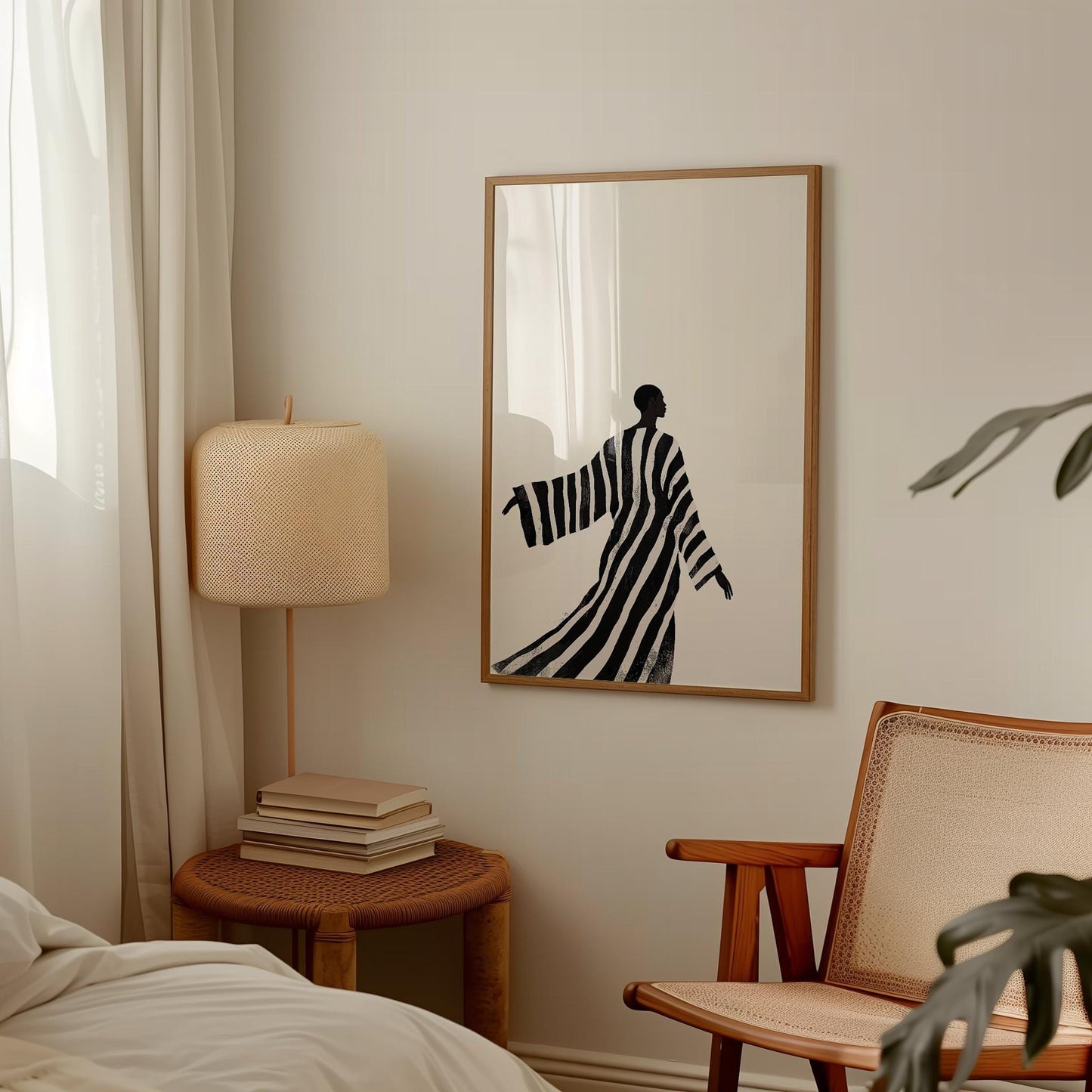African Woman Silhouette Minimalist Poster – Black White Print, Monochrome Decor