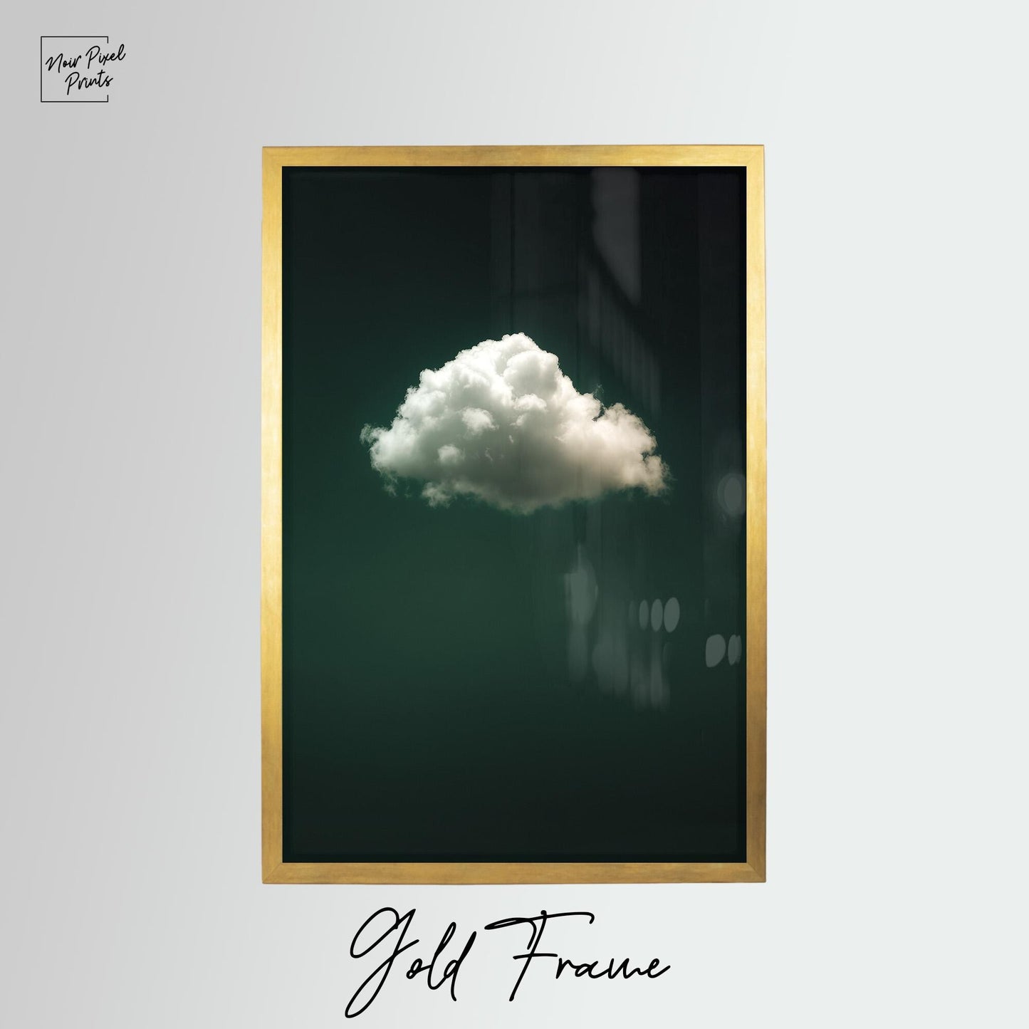 Emerald Green Wall Art - Abstract Minimalist Canvas Print with Floating Wood Frame