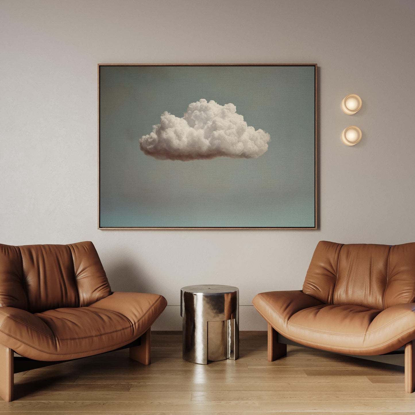 Minimalist Sky Painting – Cloud Canvas Art | Large Cotton Canvas, Floating Wood Frame