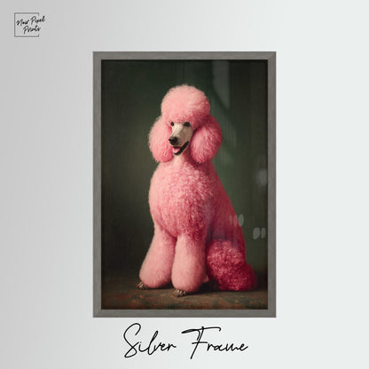 Emerald Green Poodle Art – Maximalist Dog Decor | Framed Canvas Print