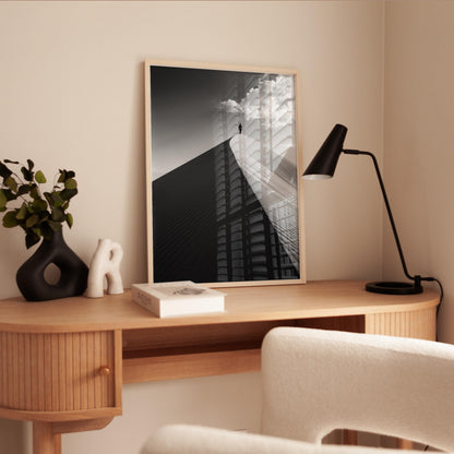 Minimalist Sand Dune Art - Black and White Desert Print | Modern Monochrome Wall Decor