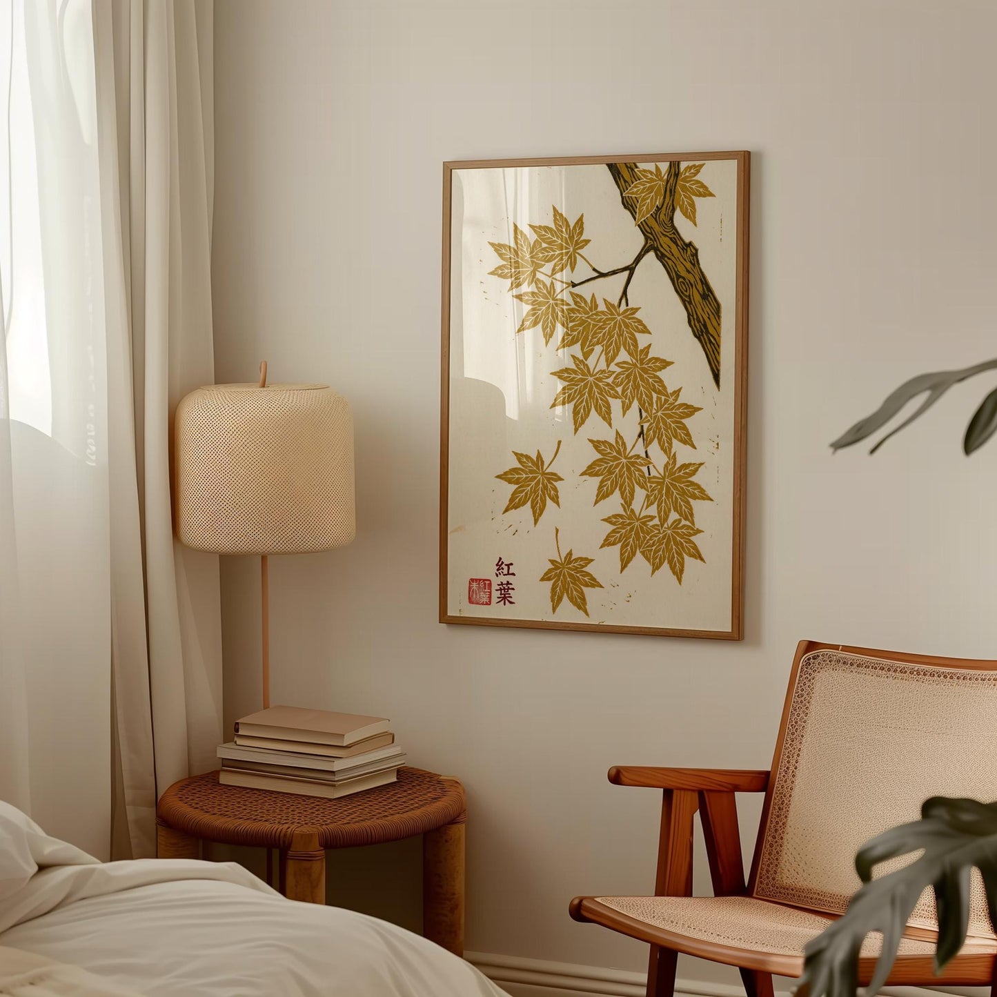Japanese Maple Leaf Print - Autumn Wall Art | Woodblock Style Poster A1-A4