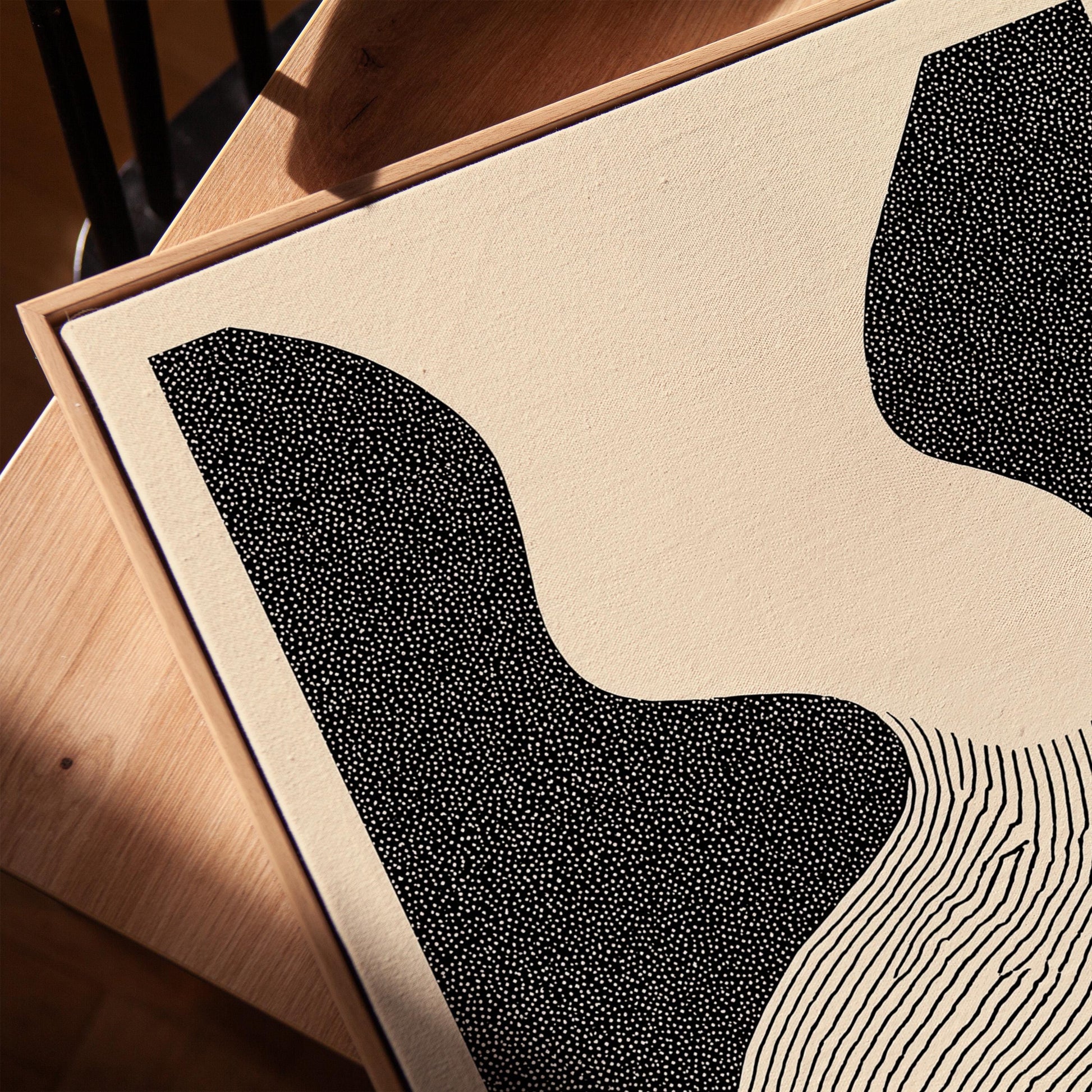 Black and White Abstract Line Art Modern Minimalist Canvas Print Contemporary Geometric Wall Art for Living Room or Office