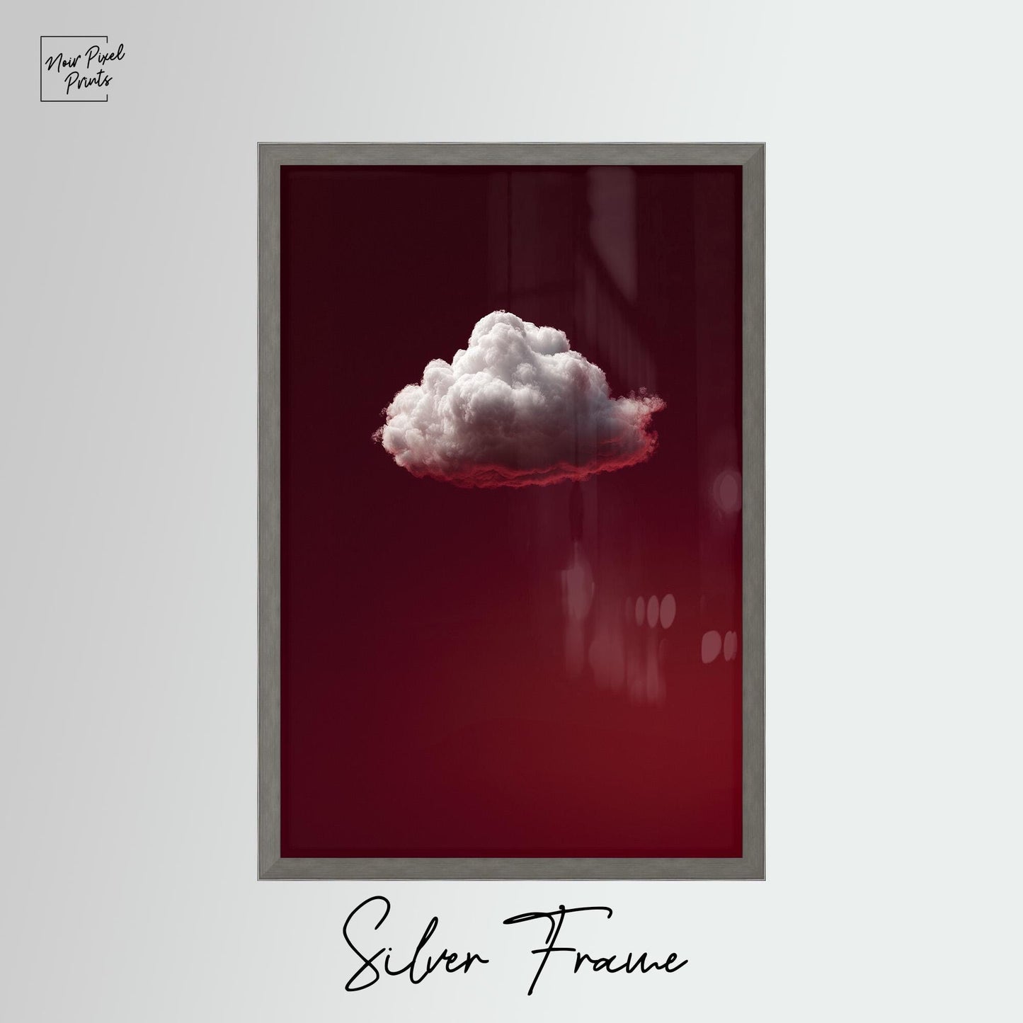 Minimalist Sky Wall Decor – Deep Red Cloud Art Print on Gallery Style Canvas