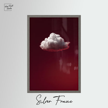 Minimalist Sky Wall Decor – Deep Red Cloud Art Print on Gallery Style Canvas