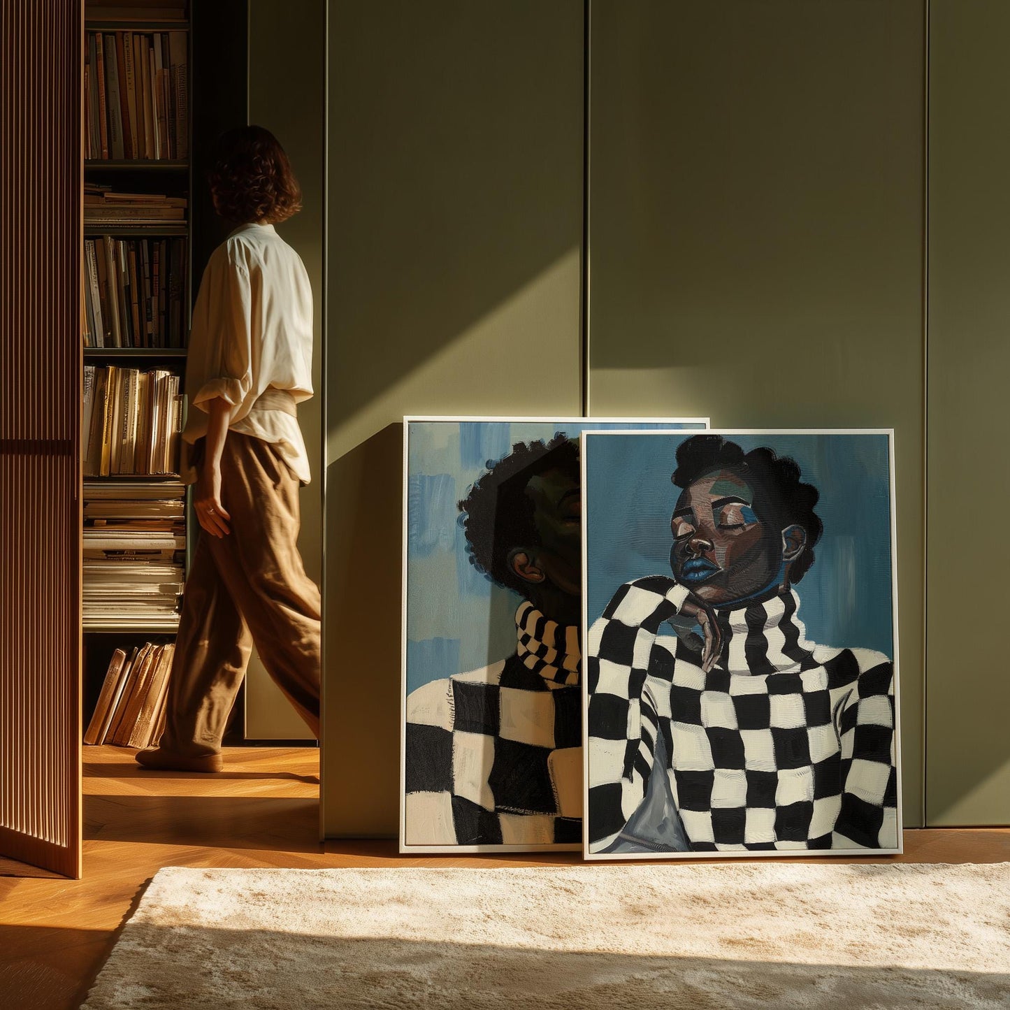 Afrocentric Canvas Print – Modern Wall Art Couple Set | Black & White Romantic Decor