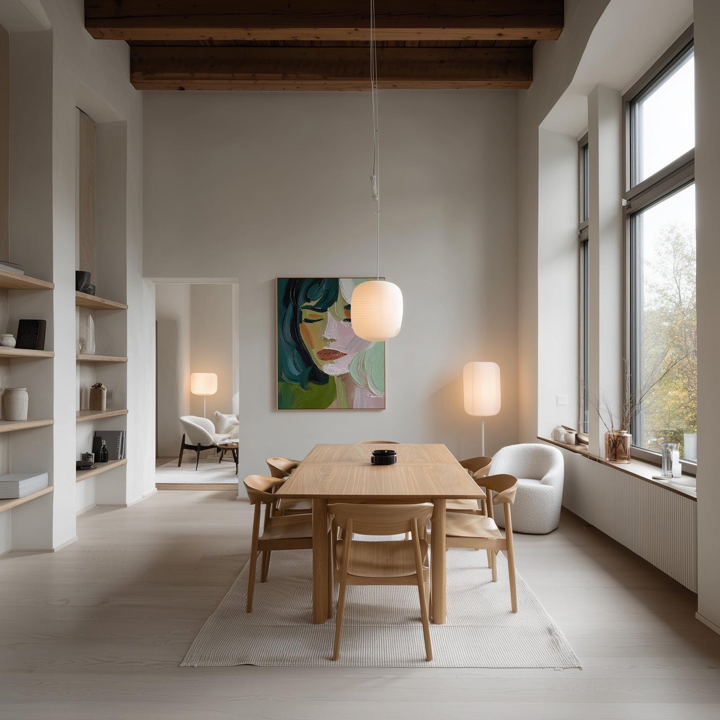 Abstract Portrait Canvas - Figurative Canvas Print With Vibrant Green Yellow Artwork