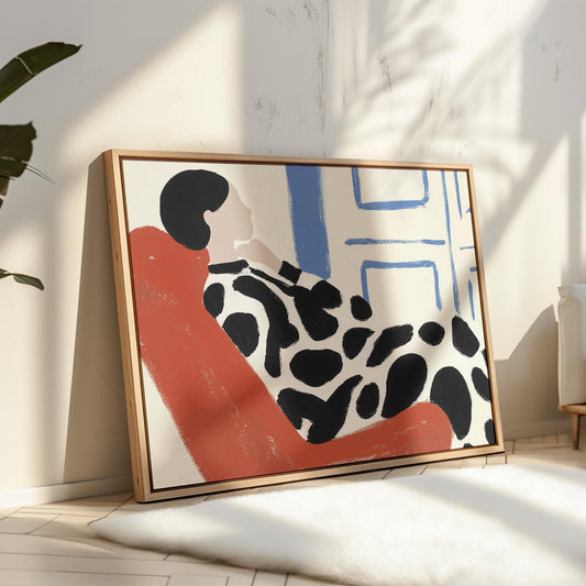 Giclée Canvas Print Woman in Red Chair Modern Figurative Abstract Wall Art for Living Room or Bedroom, Stylish Minimalist Home Decor