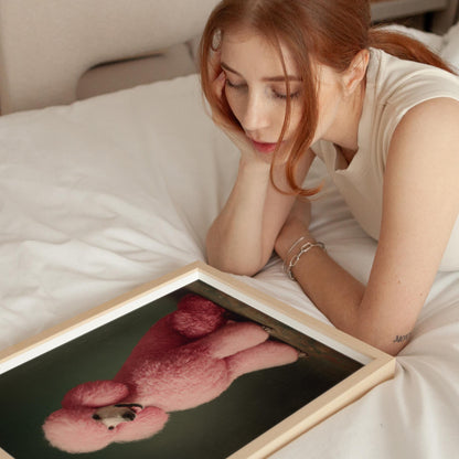 Emerald Green Poodle Art – Maximalist Dog Decor | Framed Canvas Print