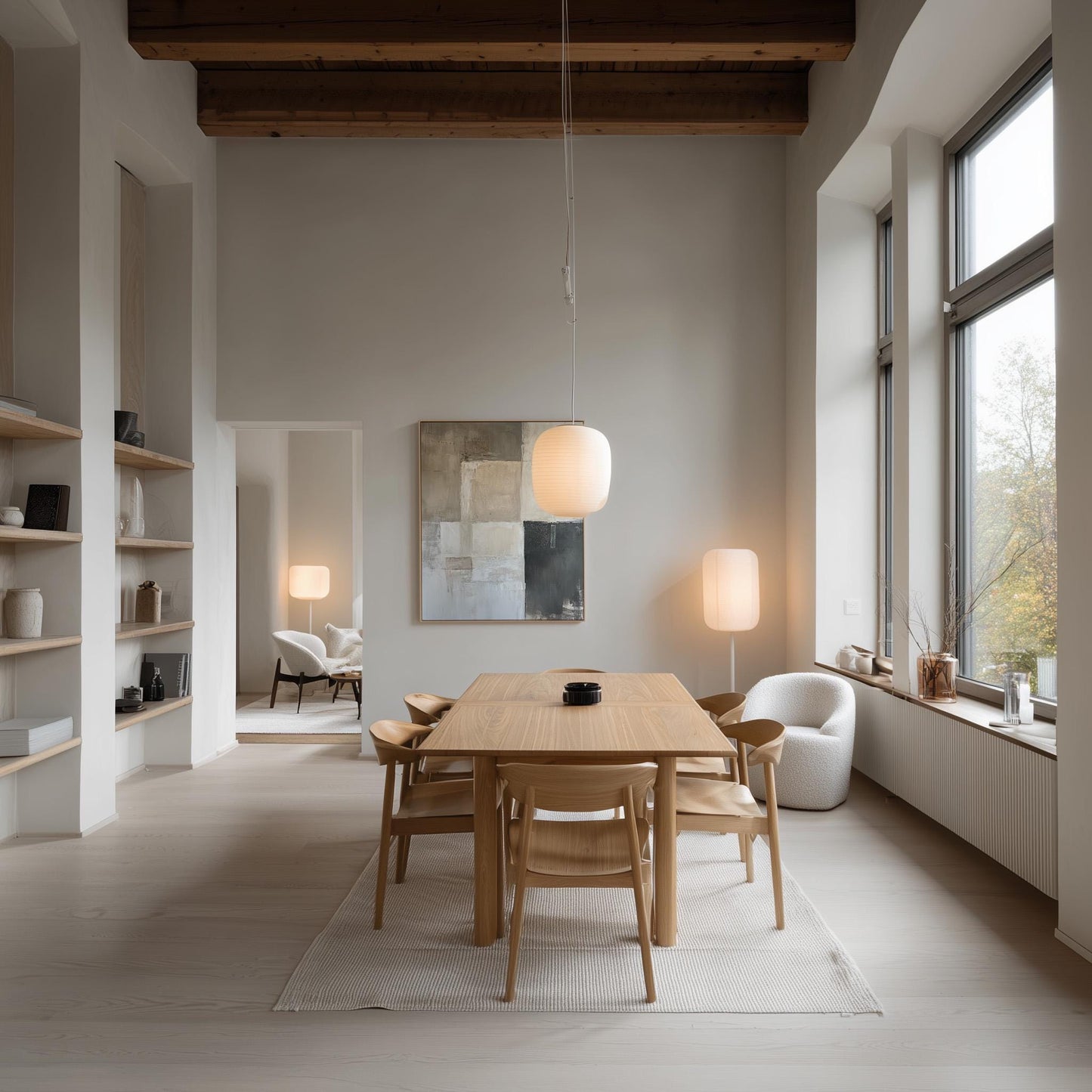 Abstract Canvas Art | Beige Gray Modern Wall Decor With Floating Frame