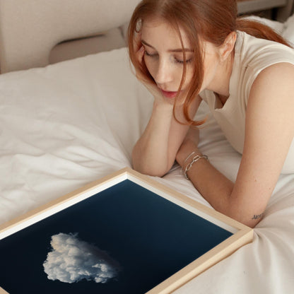 Indigo Cloud Wall Art - Minimalist Blue Sky Decor on Premium Cotton Canvas