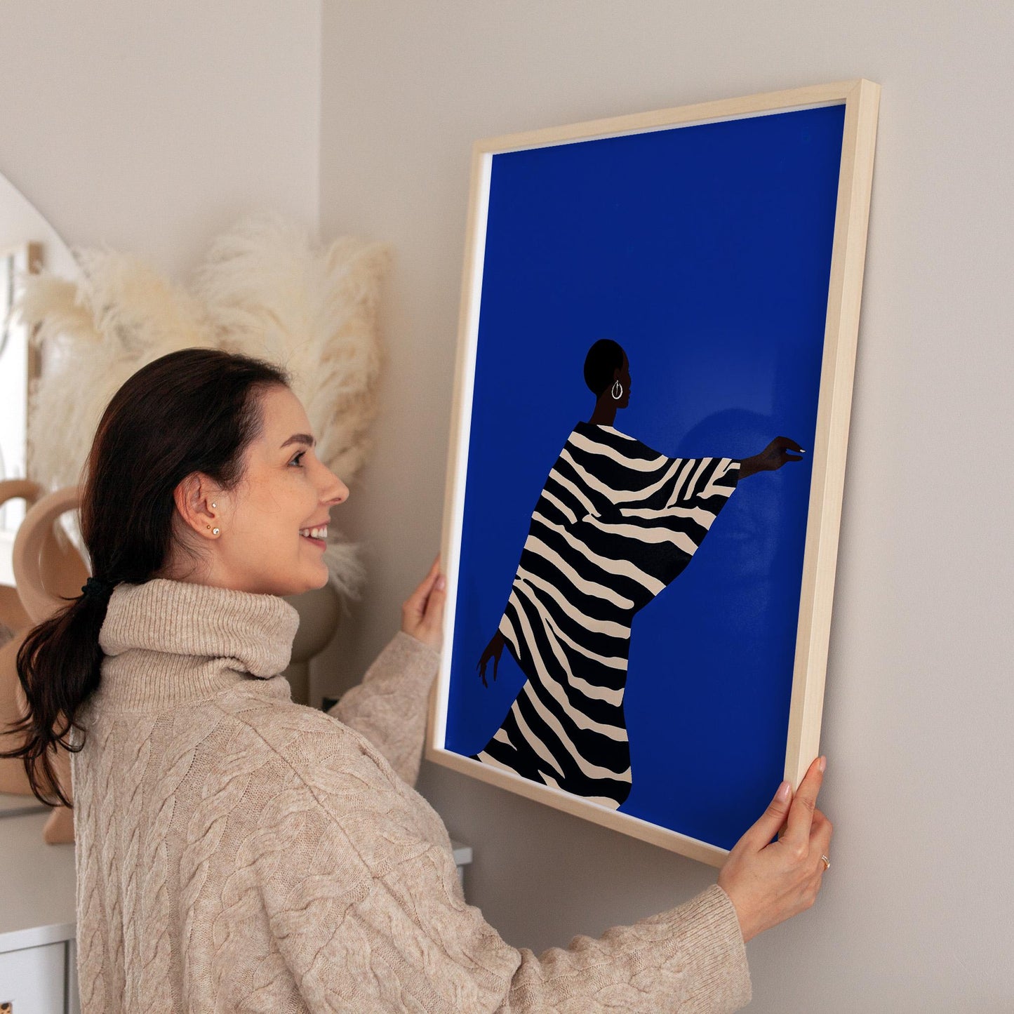 Electric Blue Abstract Art - Figurative Wall Art on Premium Matte Canvas | Gallery Style Decor