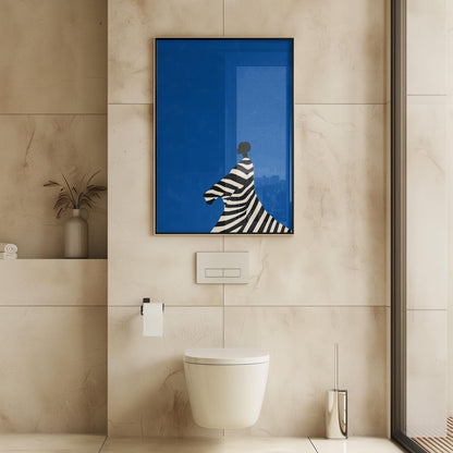 Electric Blue Wall Art – Cobalt Blue Artwork on Abstract Canvas Print, Framed