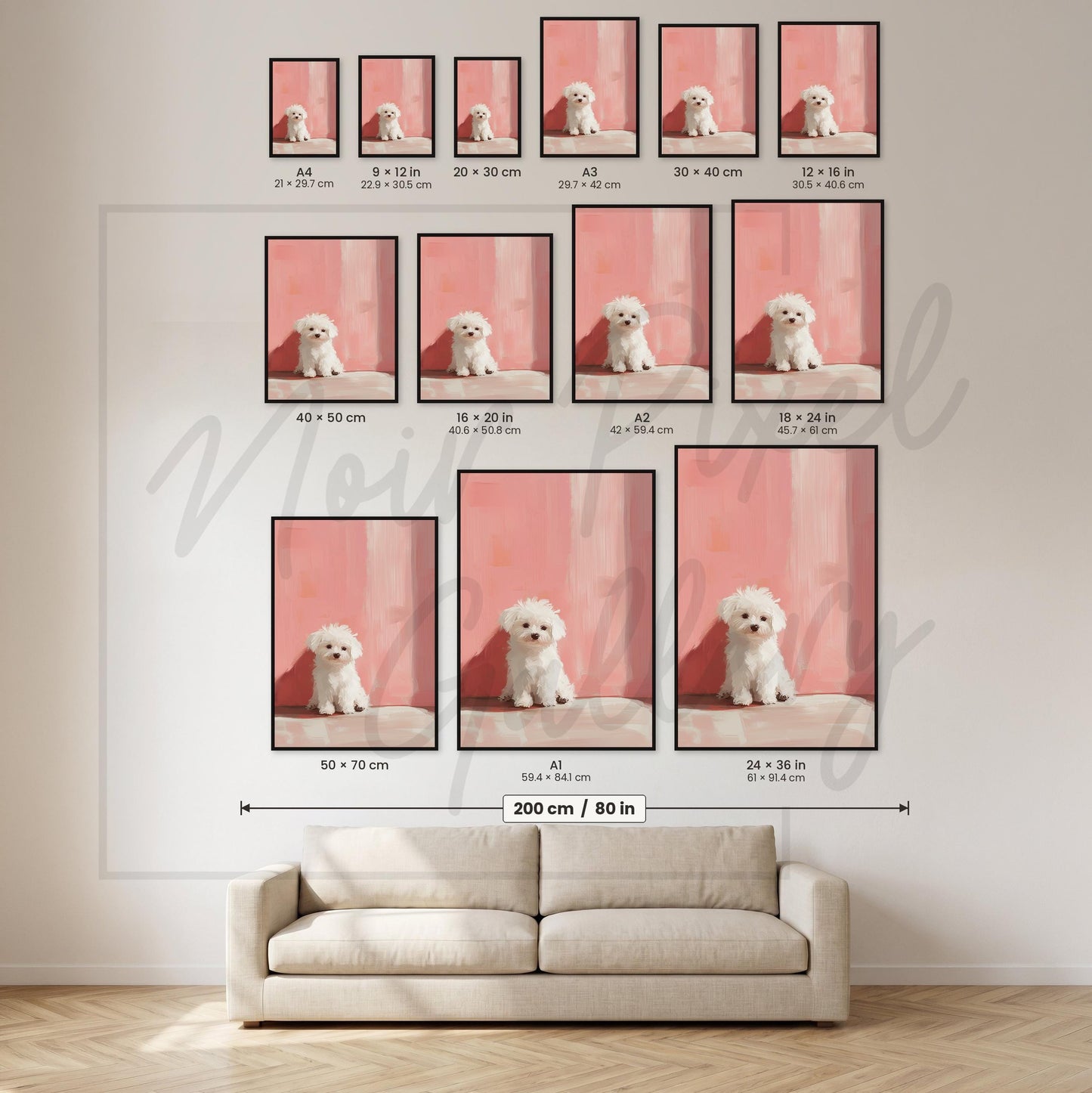 Maltese Puppy Art Print – Pink Blush Nursery Wall Decor | Minimalist Pet Art
