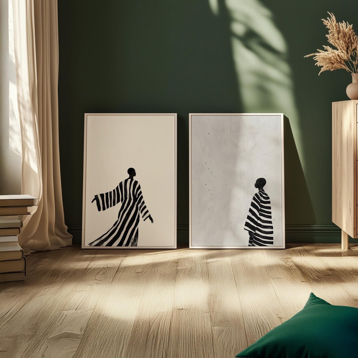 Black and White Canvas | Modern Canvas Prints Set of 2 | Abstract Figurative Art