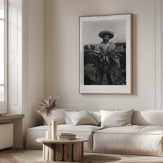 Vintage Black and White Photography Print Farmer with Carrots Rustic Farmhouse Wall Art Large Canvas for Kitchen or Dining Room