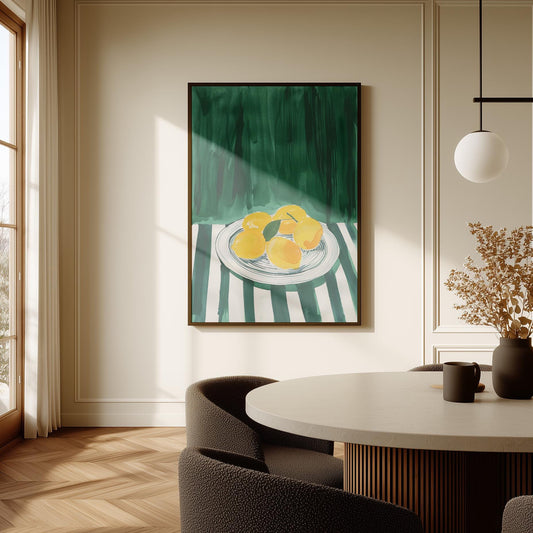 Lemon Still Life Wall Art Modern Abstract Kitchen Print Dining Room Decor Canvas Painting Yellow Fruit Artwork