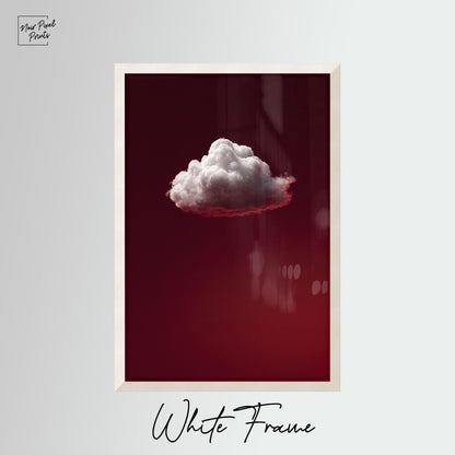 Minimalist Sky Wall Decor – Deep Red Cloud Art Print on Gallery Style Canvas