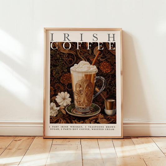 Irish Coffee Print – Vintage Cocktail Art | Baroque Wall Decor | Giclée Fine Art