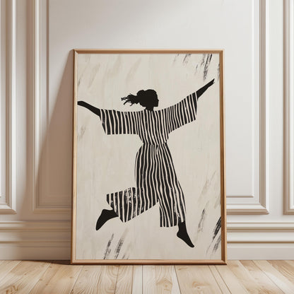 Silhouette Dance Poster – Black White Print on Fine Art Paper, Retro Design