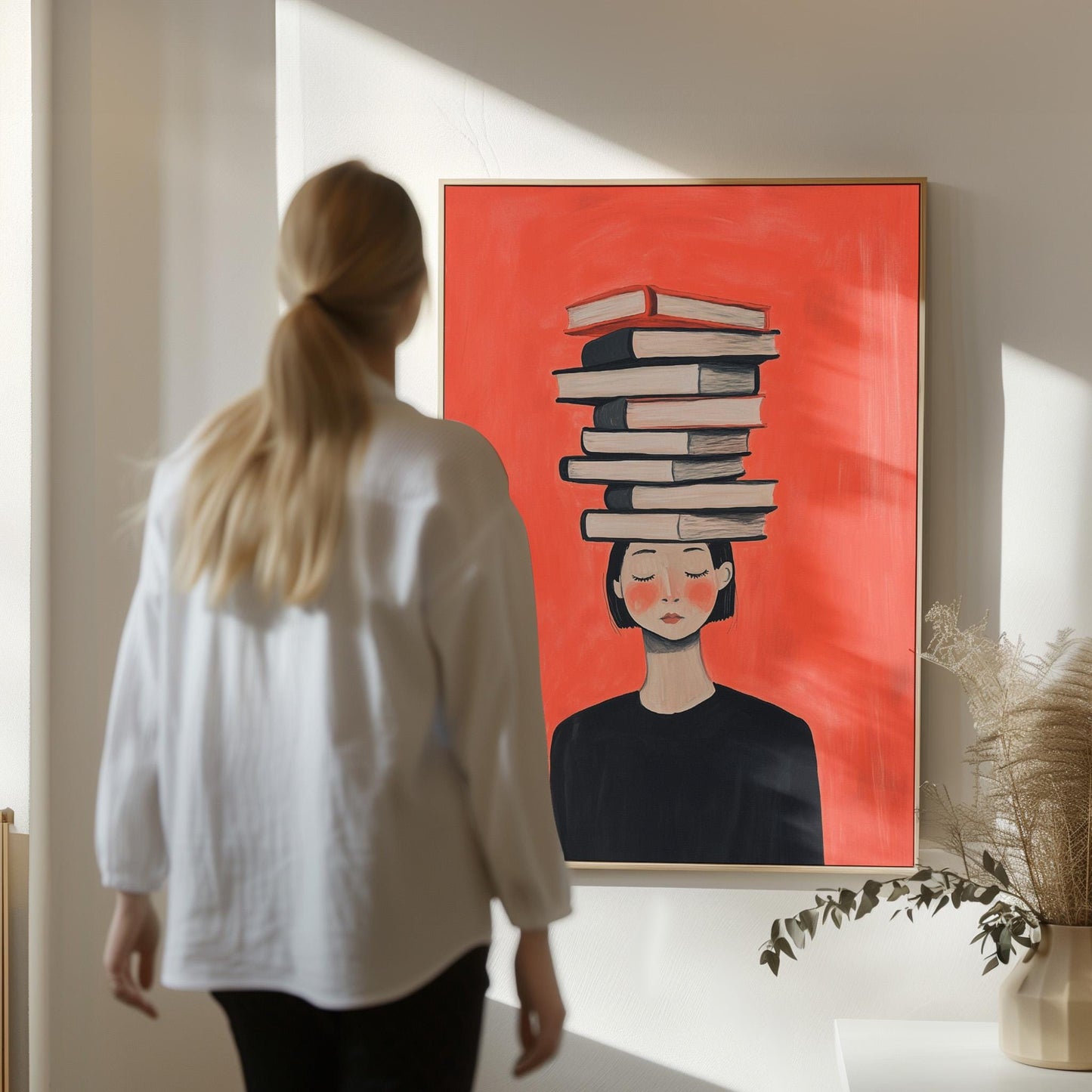 Abstract Woman Canvas | Modern Canvas Prints Set of 3 – Floating Wood Frame