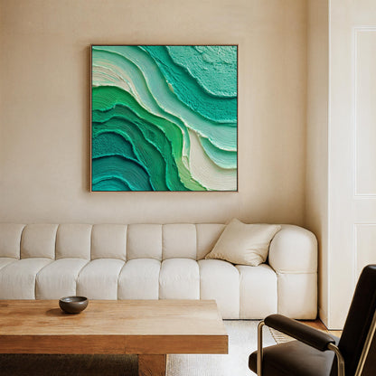 Teal Emerald Canvas Art - Modern Abstract Square Wall Painting | Premium Matte Print