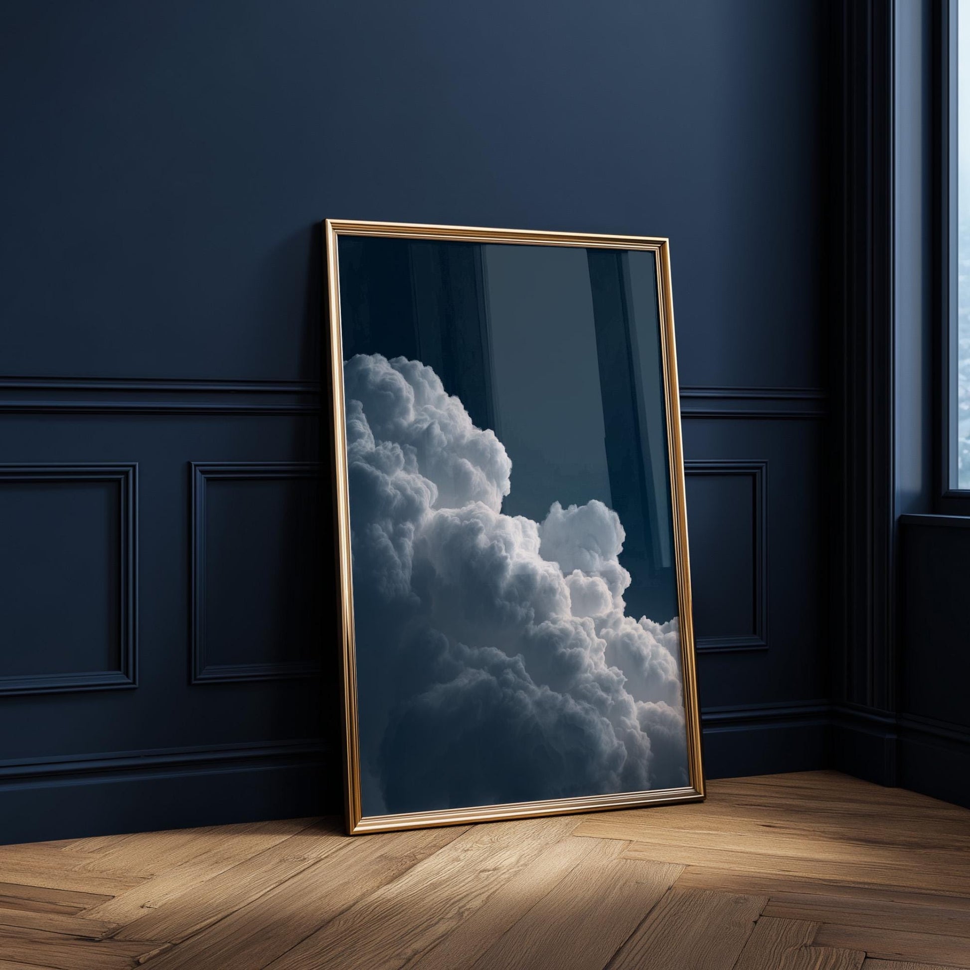 Cloud Wall Art Blue Wall Art Night Sky Print Abstract Art Print Minimalist Wall Art Indigo Art Maximalist Decor Sky Wall Art