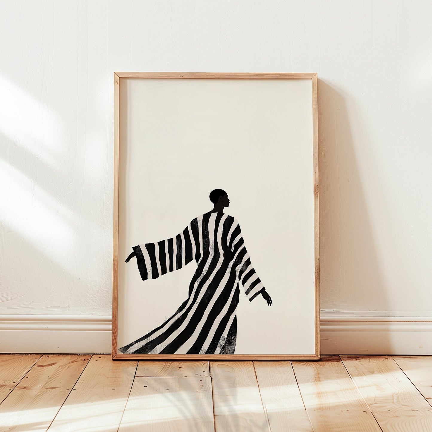 African Woman Silhouette Minimalist Poster – Black White Print, Monochrome Decor