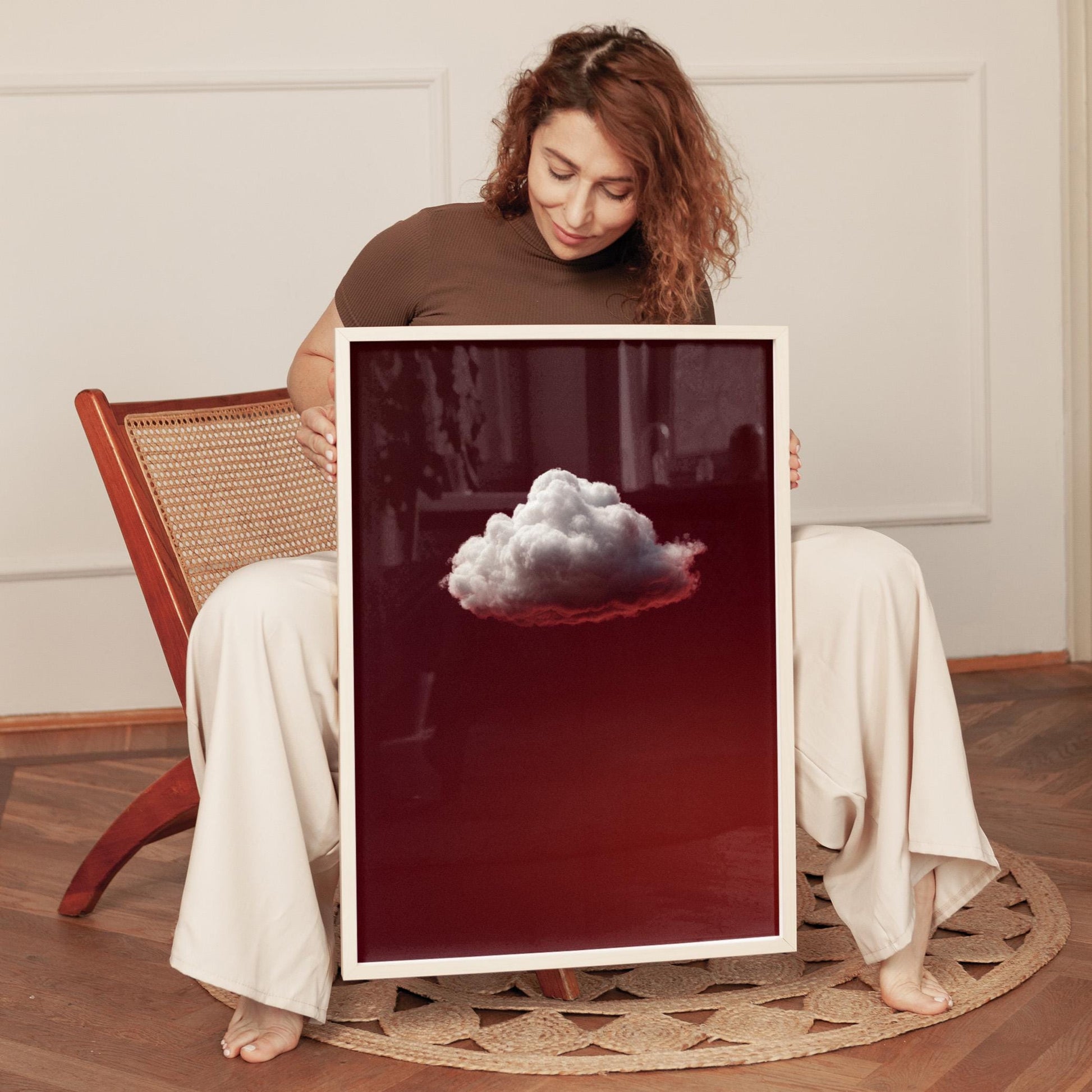 Cloud Wall Art Deep Red Wall Art Deep ruby red Abstract Art Print Minimalist Wall Art Dark Red Art Maximalist Decor Sky Wall Art