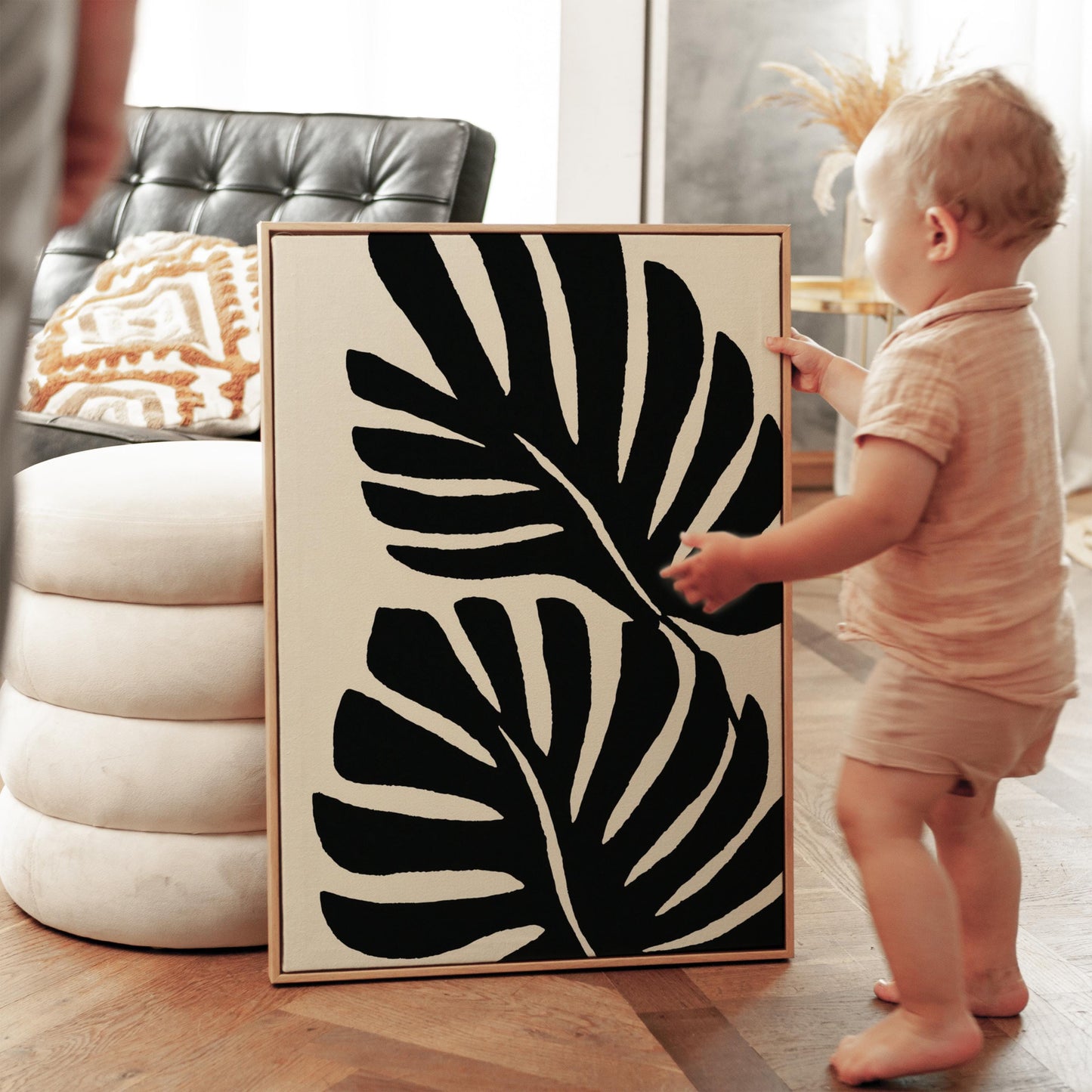 Monstera Leaf Canvas Art Black and White Botanical Print for Dining Room or Bedroom, Minimalist Nature Wall Decor