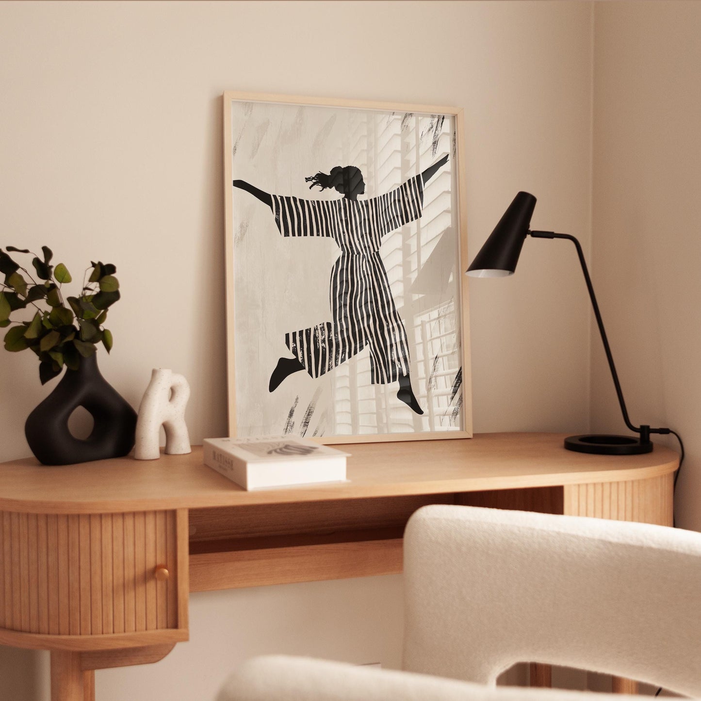 Silhouette Dance Poster – Black White Print on Fine Art Paper, Retro Design