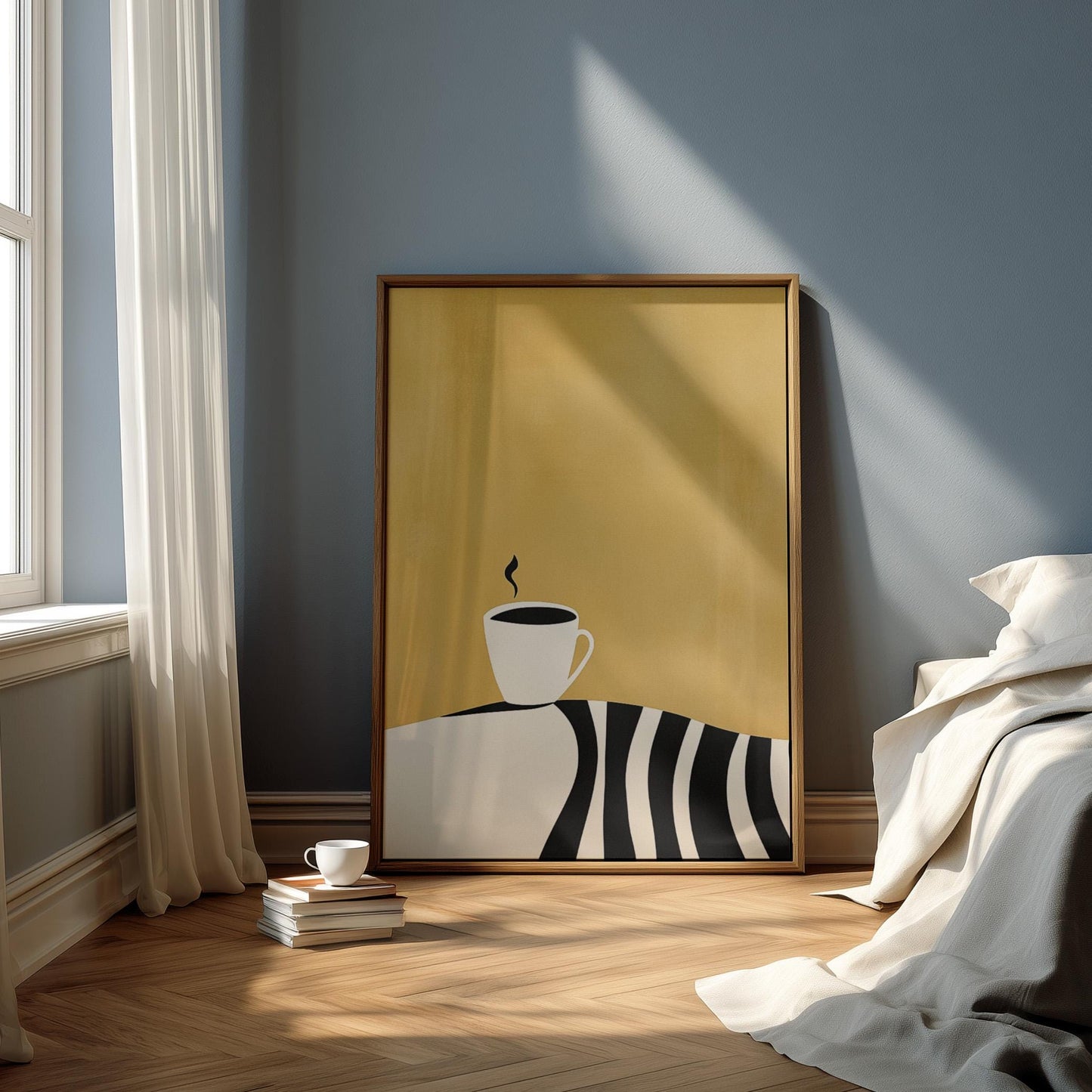 Coffee Cup Wall Art - Minimalist Kitchen Art | Modern Coffee Print Canvas
