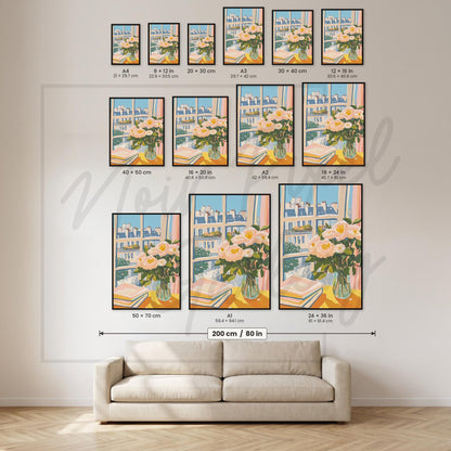 Peony Wall Art Print – Parisian Rooftop Art With Floral Bedroom Decor