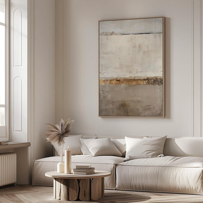 Abstract Landscape Canvas | Beige Brown Art on Premium Matte Canvas - Floating Wood Frame