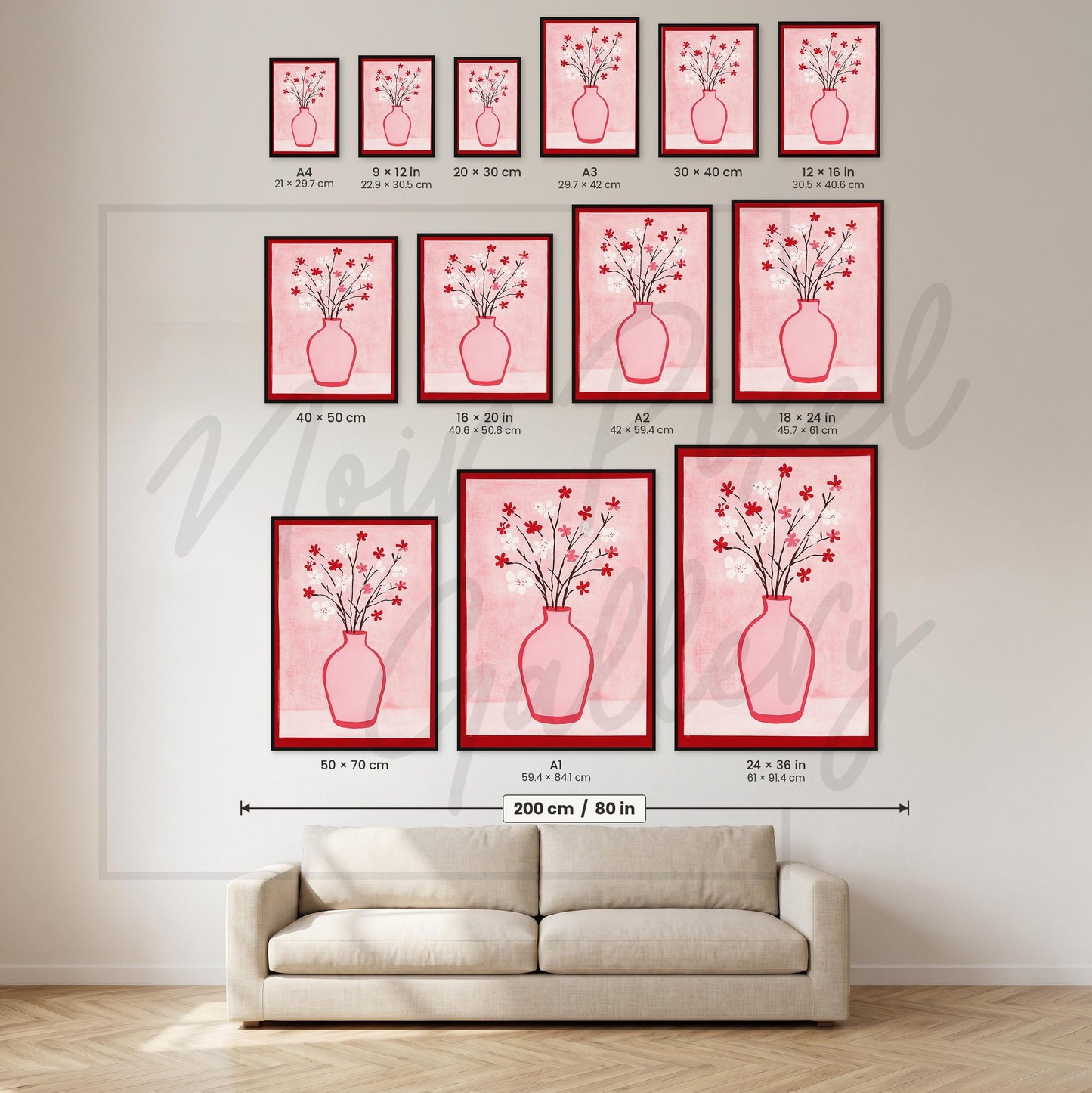 Cherry Blossom Print - Soft Pink Floral Poster | Modern Botanical Wall Art