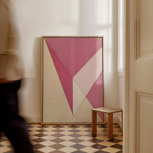 Pink Geometric Abstract Canvas Art