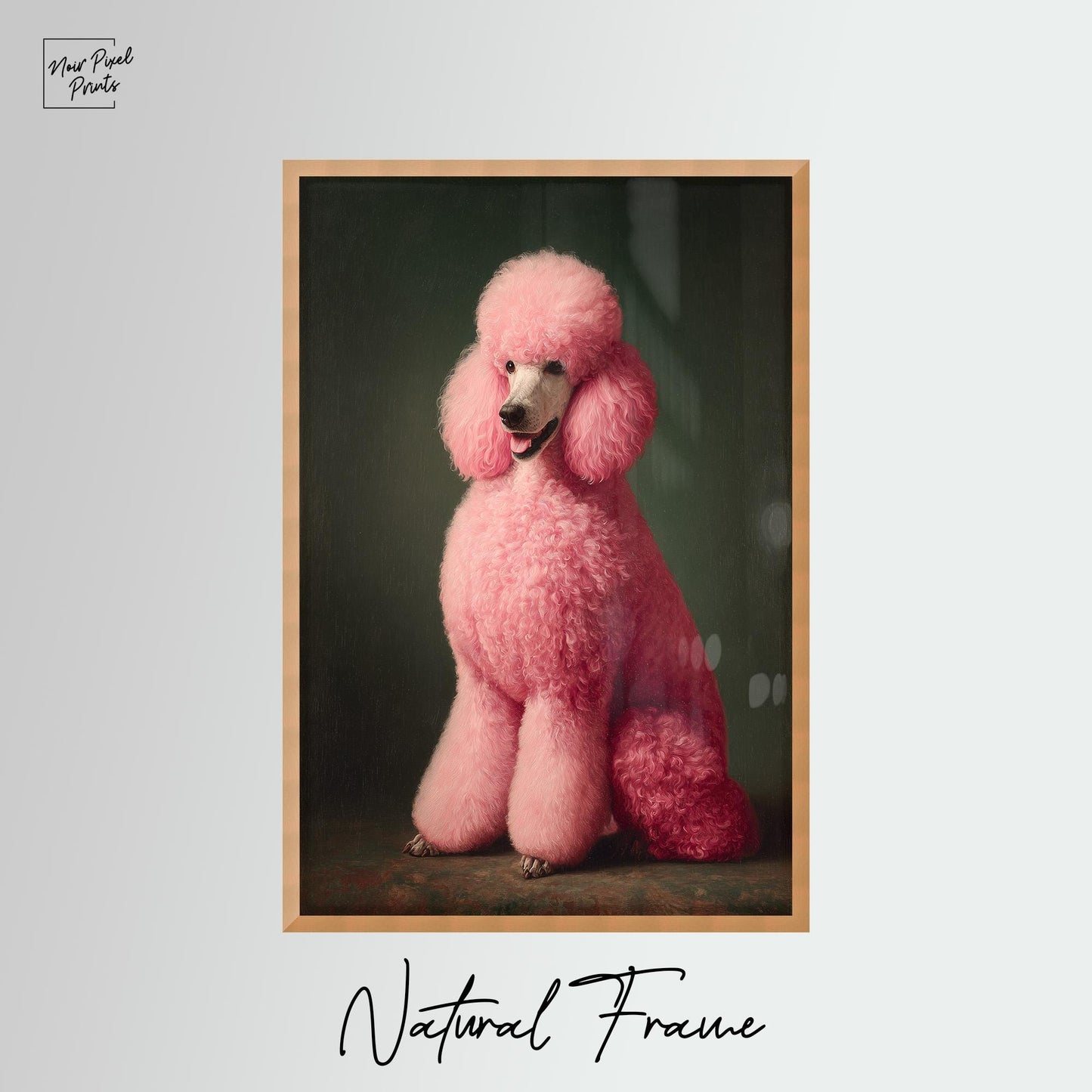 Emerald Green Poodle Art – Maximalist Dog Decor | Framed Canvas Print