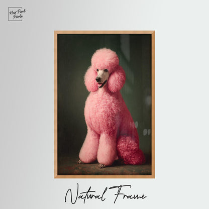 Emerald Green Poodle Art – Maximalist Dog Decor | Framed Canvas Print