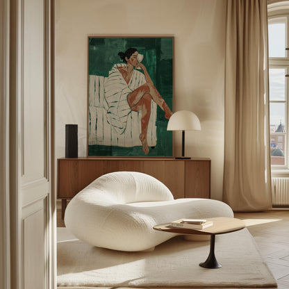 Woman Relaxing Canvas Wall Art Modern Minimalist Abstract Figure Large Print for Bedroom or Living Room