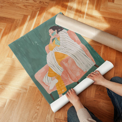 Woman on Armchair Canvas Print Relaxed Minimalist Wall Art Modern Abstract Home Decor for Living Room or Bedroom