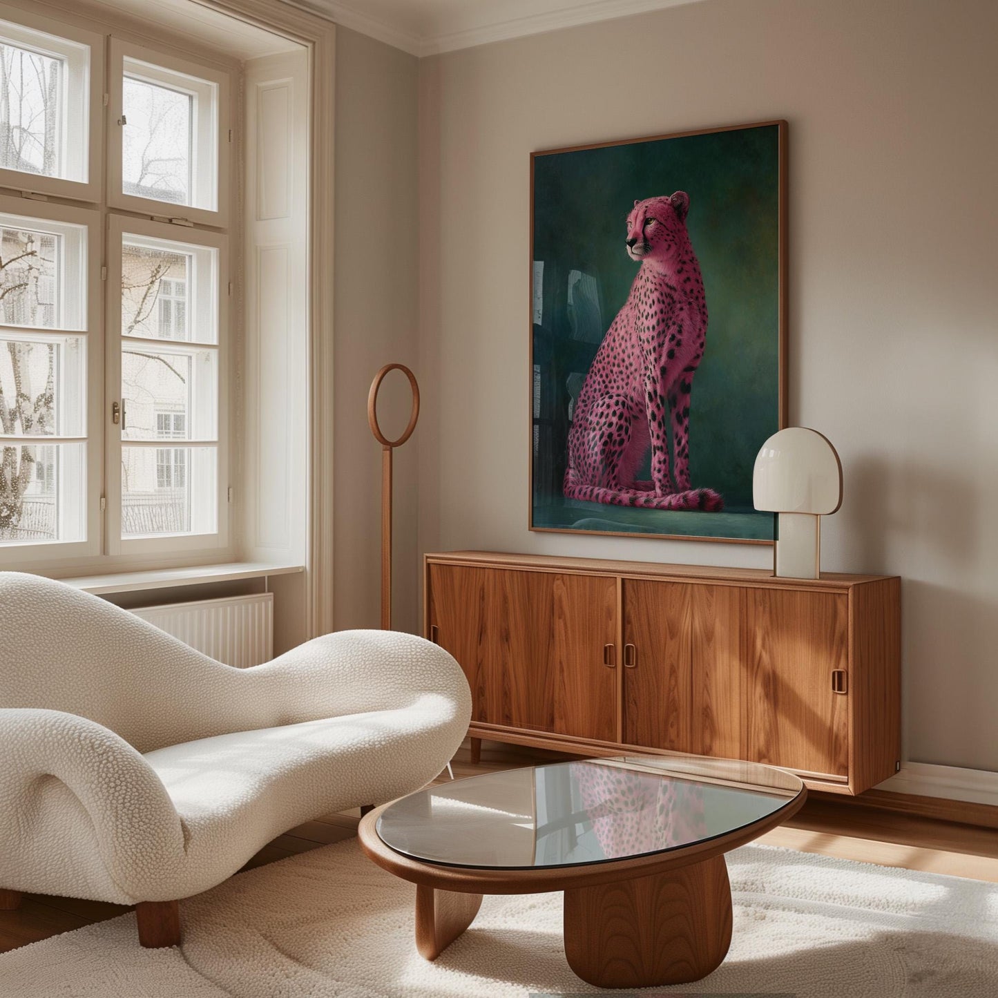 Pink Cheetah Art Print - Emerald Green Wall Art | Maximalist Home Decor Canvas