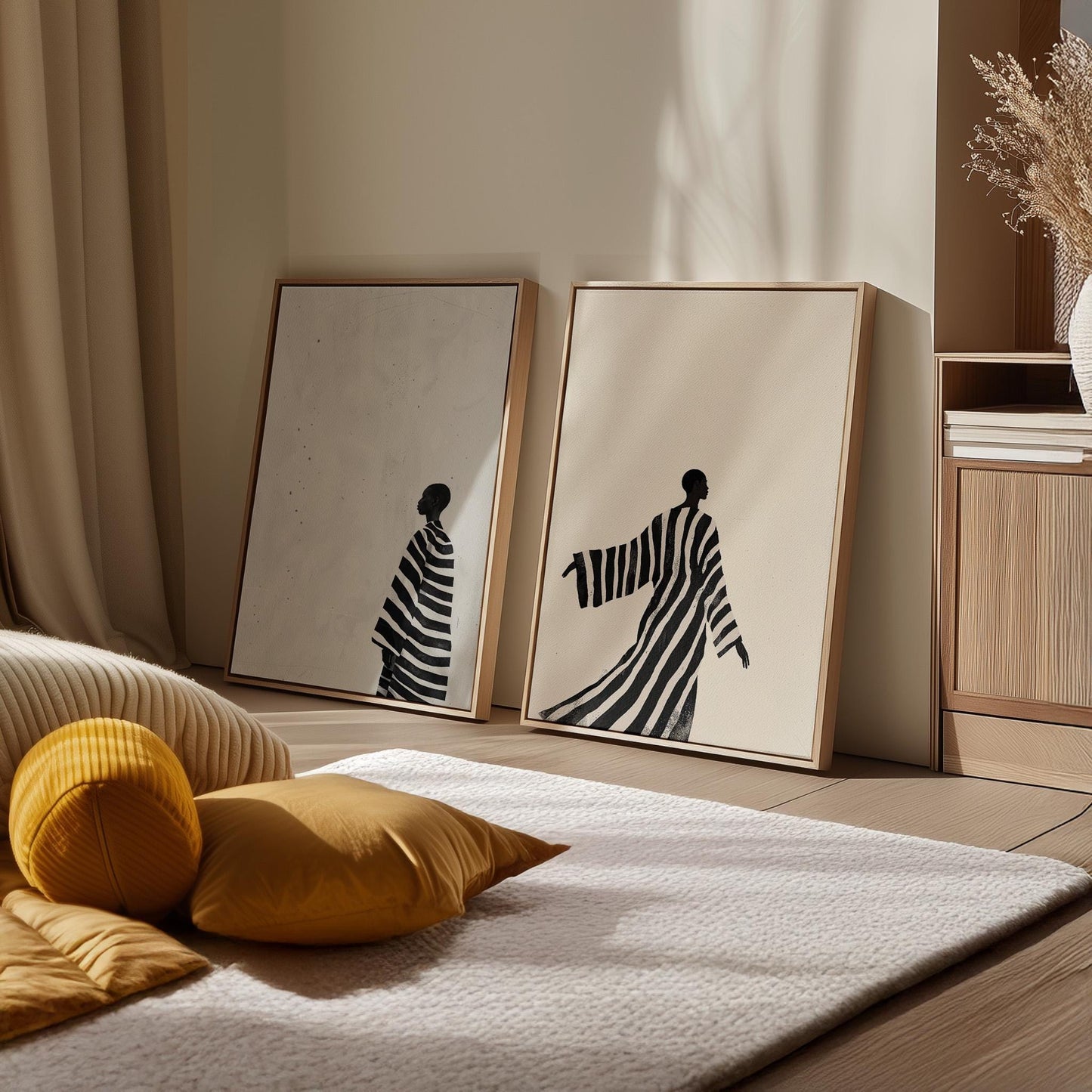 Black and White Canvas | Modern Canvas Prints Set of 2 | Abstract Figurative Art