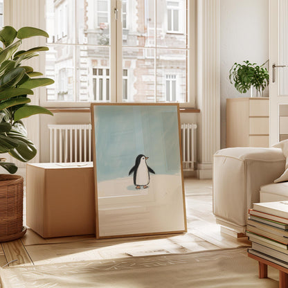 Scandinavian Penguin Print – Minimalist Nursery Wall Art | Kids Room Decor Poster