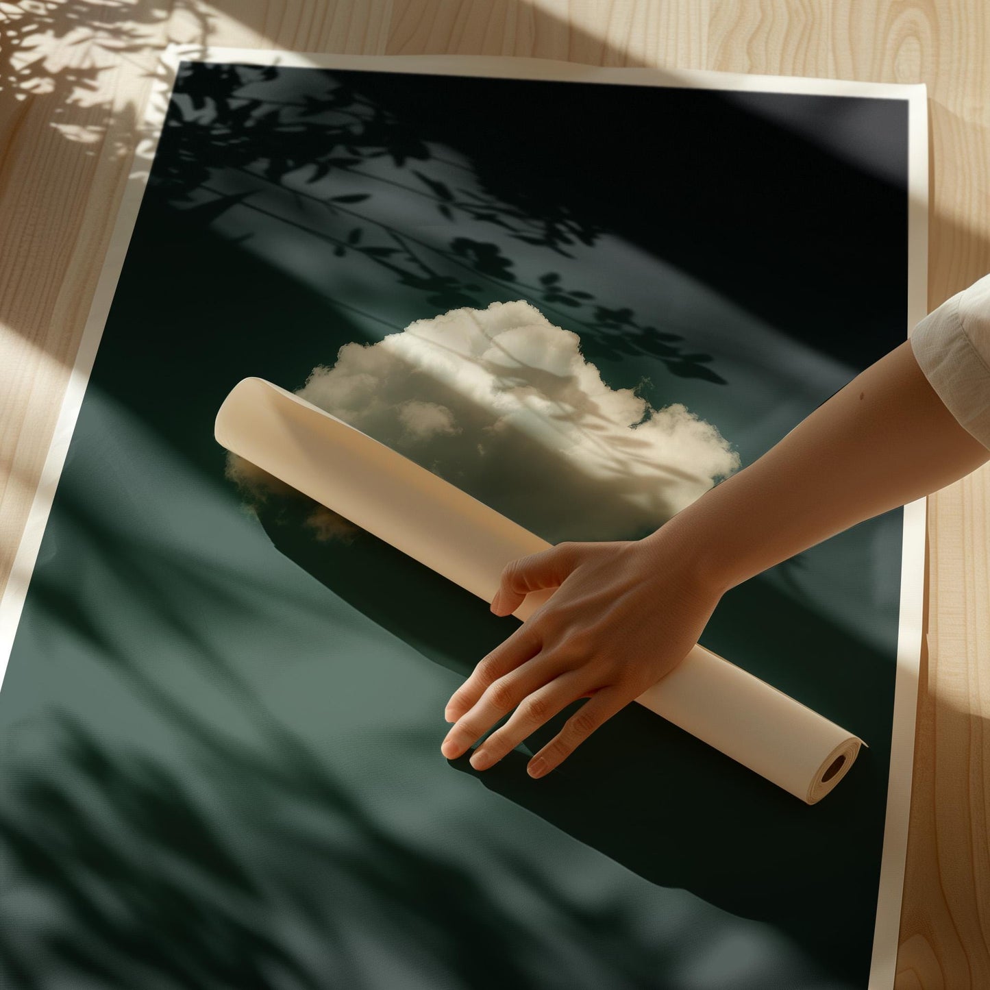 Emerald Green Wall Art - Abstract Minimalist Home Decor | Framed Floating Wood Print