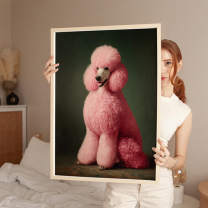 Emerald Green Poodle Art – Maximalist Dog Decor | Framed Canvas Print