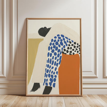 Abstract Figure Poster - Blue Orange Print on Archival Fine Art Paper